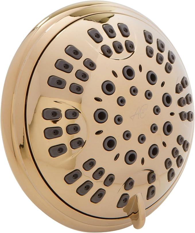 Aqua Elegante Luxury Shower Head - 1.8 GPM, Polished Brass, 6 Settings, BPA Free, Self-Cleaning Nozzles, Durable Brass Fittings