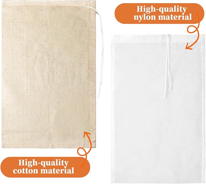 6 Pack Nylon Nut Milk Bag 12 x 8 Inch Cheese Cloth Bags Cheesecloth for Straining Yogurt Strainer 200 Mesh Multiple Straining Washable Bag for Juice Coffee Yogurt Tea