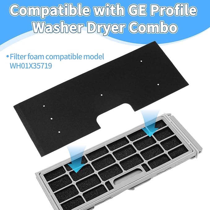 4-Pack WH01X35719 Lint Filter Replacement for GE Profile Washer Dryer Combo, for Models: PFQ97HSPVDS, Hand Washable and Reusable