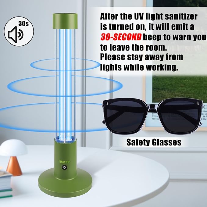 60W UV Light Sanitizer, Ozone-Free Home Disinfection Device for Haloclean UV, 254nm UVC Lamp Odor Eliminator for Whole Room, Ultraviolet Light with 3-Speed Timing and Remote