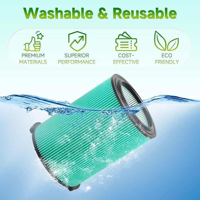2 Pack VF6000 Replacement Filter for RIDGID, Standard Wet/Dry Vac Filter Vf6000 Compatible with RIDGID Vacs Wet Dry 5-20 Gal, 6-9 Gal for Husky Vacuum - AquaVibe
