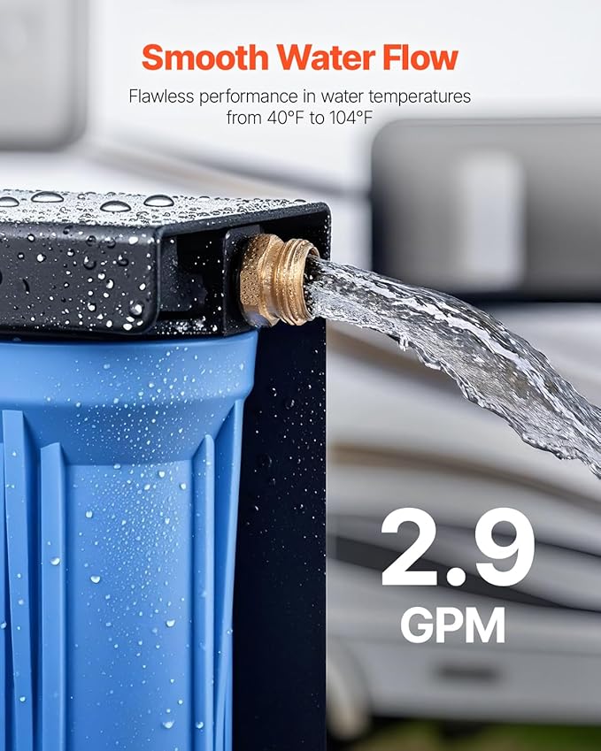 VEVOR RV Water Filter with Bracket, 3-Cartridge 2.5 x 10 in Water Filter System for RVs, Remove Sediments, Chlorine, Bad Tastes, Odors, and Most Contaminants, for Campers, Boats, Vans