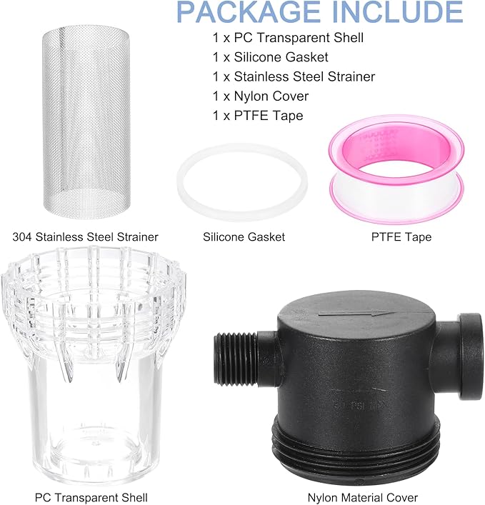 uxcell Pressure Washer Filter 1" NPT Female Thread, Inline Mesh Strainer Attachment, Inlet/Outlet Pipe Strainer, Stainless Steel Screen with Sealant Tape (Size:40 Mesh) - AquaVibe