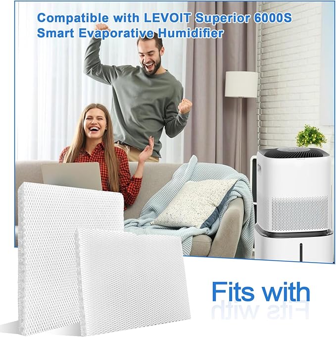 AEROiVi 4Pack Mesh Replacement Filters Compatible with LEVOIT Superior 6000S Smart Evaporative Humidifier,Washable and Reusable Mesh Fabric Humidifier Wick Filter Replacement