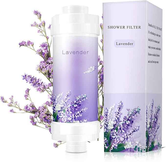 lonstin Shower Infuser, Vitamin C Shower Filter for Hard Water, Shower Head Filter to Chlorine Fluoride Sediment, Helps Dry Skin & Hair Loss, Easy Installation (Lavender)