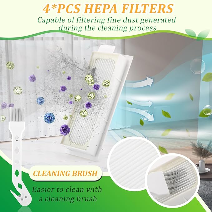Replacement Parts for ECOVACS DEEBOT T20 Omni/T20 Max/ T20 Pro /T20e Omni Accessories Kit with 1 Rubber Brush,4 Dust Bags,4 Hepa Filters,4 Mop Pads,6 Side Brushes Vacuum Cleaner Set Accessories - AquaVibe