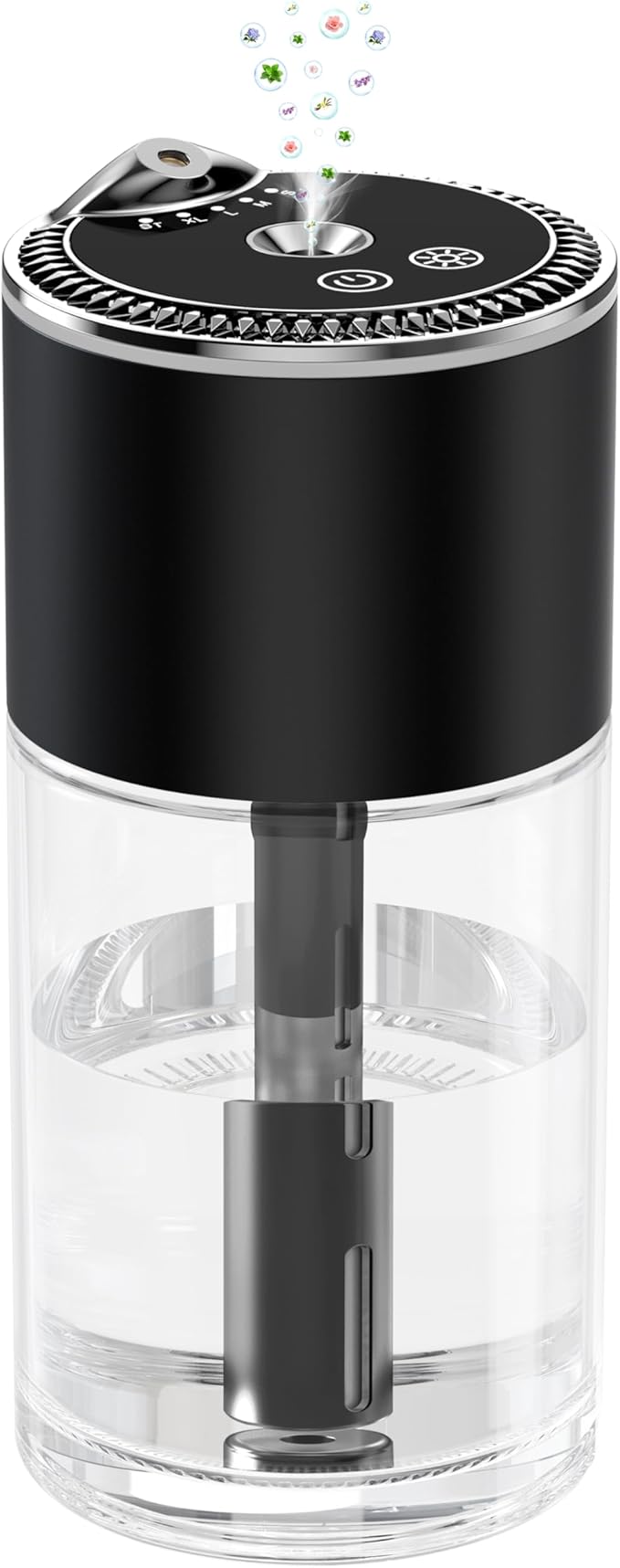 Essential Oil Diffuser, Car Air Fragrance Freshener, Aromatherapy Diffusers for Home Large Room, Bedroom, Car, Office, Desk with Starry Sky Light 8.5oz Capacity (Black)