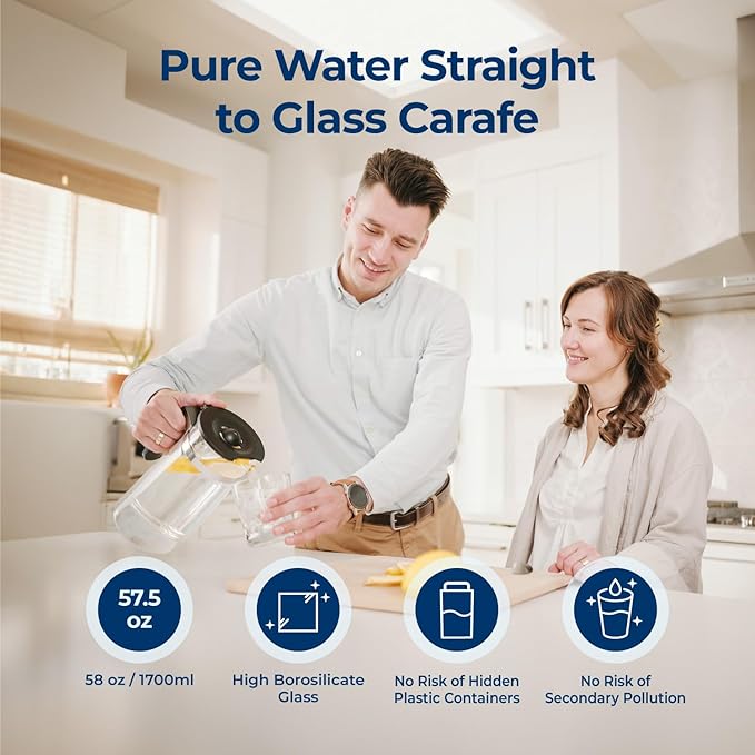 Bluevua RO100ROPOT-UV Reverse Osmosis System Countertop Water Filter - 6 Stage Purification with UV and Remineralization, Counter RO Filtration, Portable Water Purifier