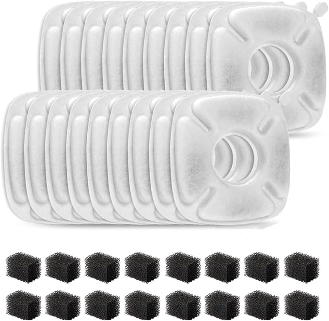 4inch Cats Fountain Replacement Filters with Pre-Filter Sponges for 67oz, 95oz and 135oz Pet/Cat Automatic Water Fountain Dog Water Dispenser