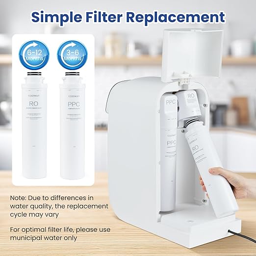 COSTWAY Countertop Reverse Osmosis Water Filter, 5-Stage RO + PPC Water Filtration System with UV Light Treatment, 4:1 Pure to Drain Portable Purifier for Home Kitchen, No Installation Required