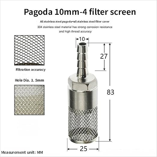 304 Stainless Steel Water Pump Filter Hose End Strainer Barbed Inline Mesh Screen, Assorted Sizes for Pressure Washer Garden RV Prevents Debris Clogging,1pcs(10mm 1/2 Inch)