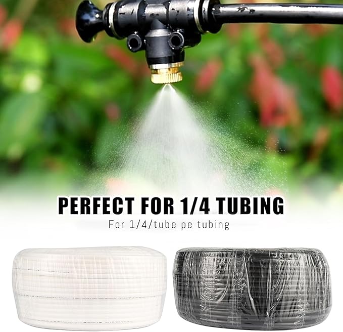 24 Pack Brass Misting Nozzles Outdoor Cooling System with 24 Heavy Duty Mister Nozzle,24 Tees,4 Brass Plugs,4 Black Plugs for Outdoor Cooling System