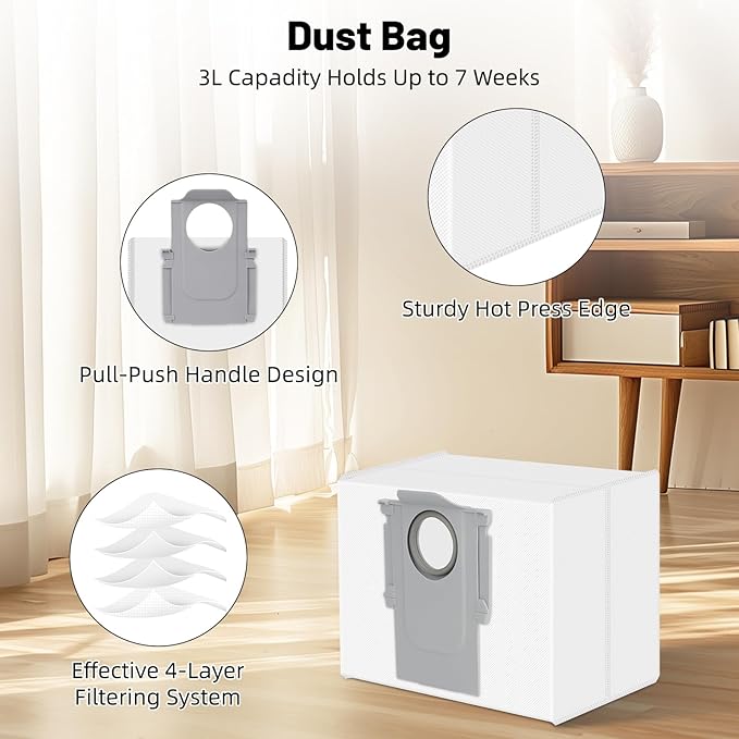20 Pack Accessories Compatible with ROBOROCK Q5 Pro/Q5 Pro+,Q8 Max/Q8 Max+ Vacuum Robot,Parts Include:1 Dual Roller Brush,5 Side Brush,3 HEPA Filter,5 Mop Cloth,4 Dust Bag,1 Cleaning Tool&1 Screwdrive - AquaVibe