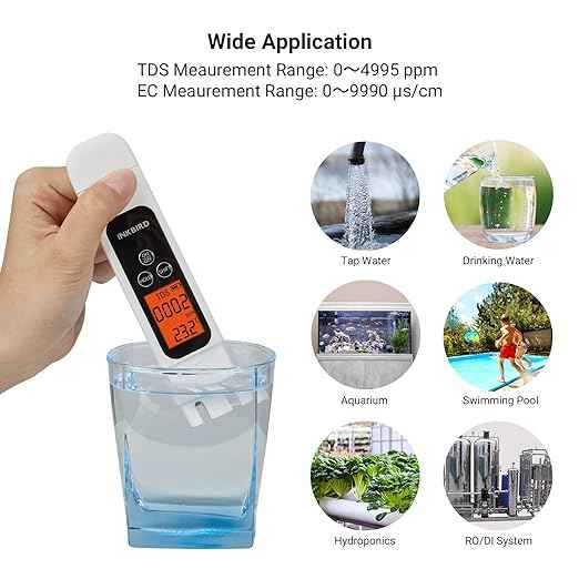 TDS Meter Digital Water Tester, INKBIRD Professional Electronic 3-in-1 TDS, Temperature and EC Meter, 0-4995ppm, Ideal ppm Meter for Drinking Water, Aquariums, and More Lab Viscometers(White)