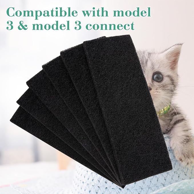 MEWTOGO 6 Pcs Carbon Filters for Cat Litter Box Robot 3 - Thickened and Durable Replacement Filters for Absorbing Odors Control Damp from Pets and Keep Home Fresh