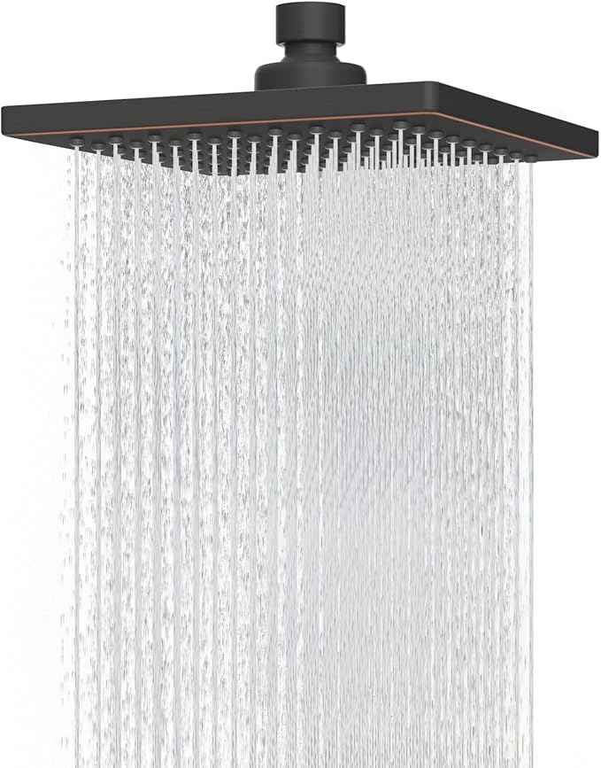Hibbent Thickness Metal Rain Shower Head, 6'' High Pressure Rainfall Shower Head, Bathroom Waterfall Shower Heads, High Flow Fixed Showerheads with Adjustable Brass Ball Joint, Oil Rubbed Bronze