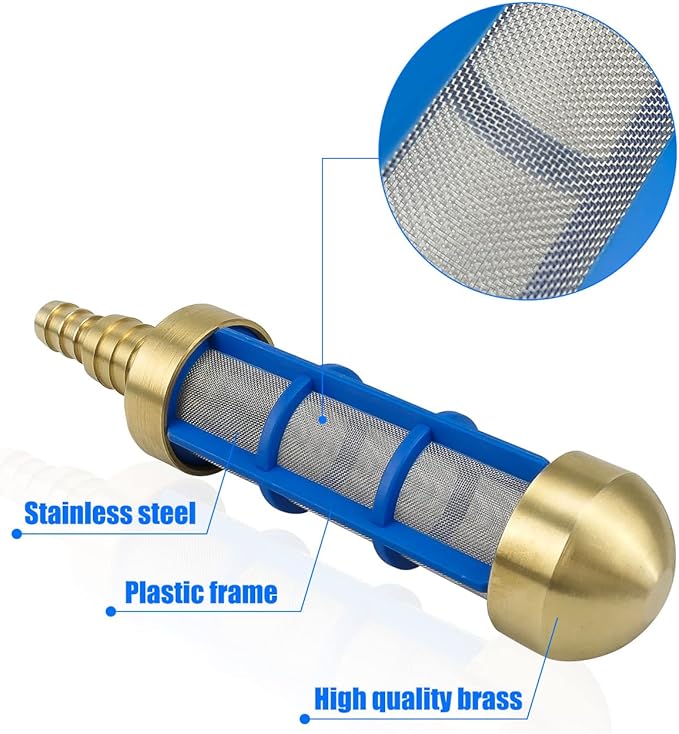 Pressure Washer Filter Brass 3/4'' 5/8'' Hose Water Suction Strainer Pickup Filter Hose Inlet Strainer for Water Tank Connection to Suction Hose