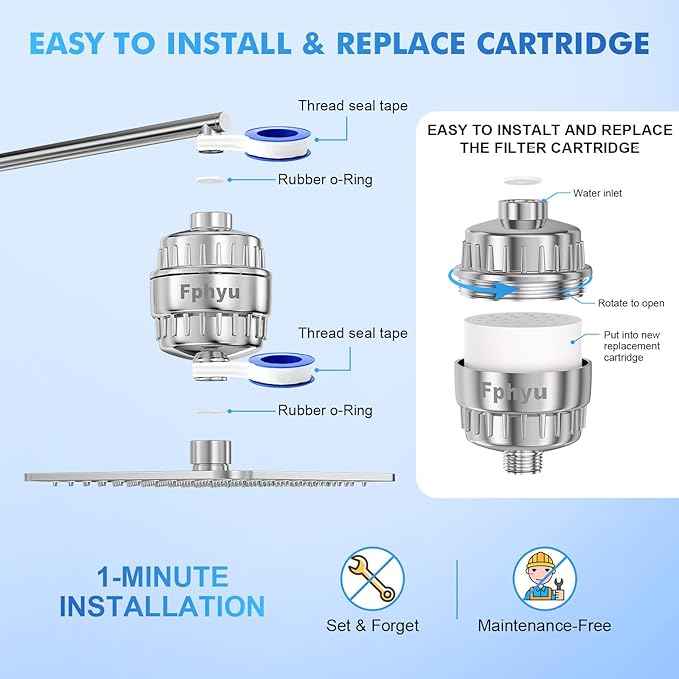 Upgraded Shower Filter, Shower Filter Head for Hard Water, 20-Stage Shower Head Filter Removal 99% of Chlorine, Fluoride, Heavy Metals, Iron, Chemicals, Improve Your Skin and Hair