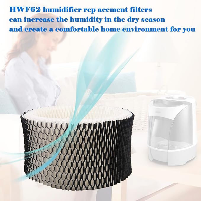 HWF62 Humidifier Filter Replacement, Compatible with for HWF62 HWF62CS HWF62D SF212, Fits Sunbeam Humidifier Models SCM1100, SCM1701, SCM1702, SCM1762(4 Pcs)