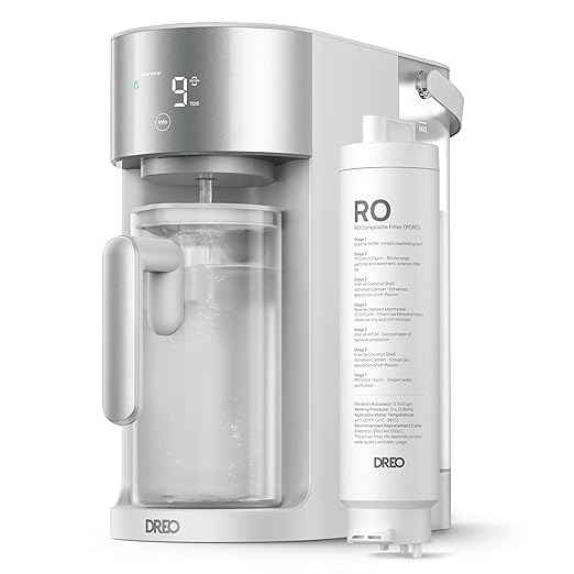 DREO Reverse Osmosis Water Filter Countertop, RO Filtration System, 3:1 Pure to Drain, TDS & Filter Life & Autofill Pitcher, Installation-Free, Self-Cleaning Water Purifier, RO Water Filter 112 3L