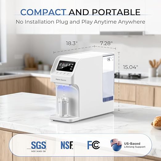 Waken Electric C11S Reverse Osmosis Water Filtration System Countertop 180oz Water Tank 4:1 Pure to Drain 8 Stage RO Filter No Installation for Home Apartment Condo RV
