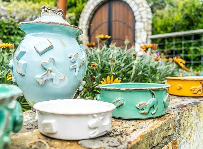 Carmel Ceramica Pdsa3001 Aqua/Green Dog Food/Water Bowl, Small