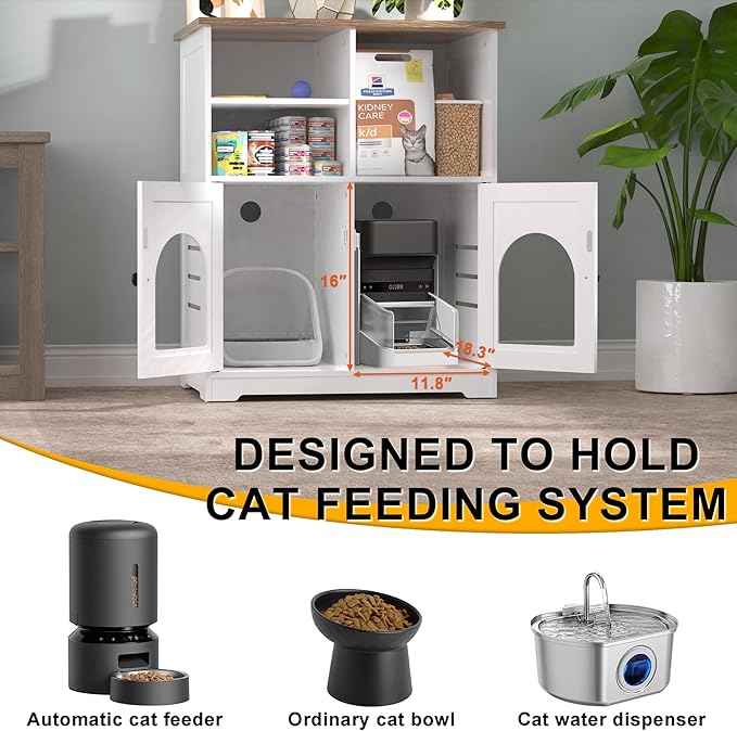 GDLF Cat Feeding Station, Cat Cabinet for Microchip Feeder with Dog-Proof Design, Specially Fits Surefeed & Automatic Pet Feeder for Multi-Pets Home