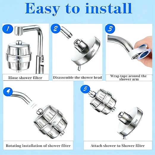 36 Stage Shower Filter with Vitamin C E for Hard Water with 3 Cartridges, High Output Universal Shower Head Water Softener Filter to Remove Itchy Skin, Dandruff and Eczema with