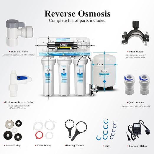 Geekpure 6 Stage Reverse Osmosis RO Drinking Water Filter System with UV Filter-75GPD - AquaVibe