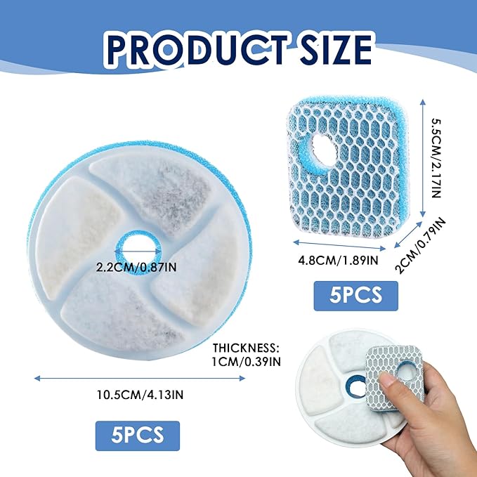 Pet Water Fountain Filter Replacement, 4.1" Purification with Triple Filtration, Featuring Multi-Layer Filtration for Optimal Water Quality for Busy Pet Parents Seeking Clean Fresh Water (12 Pcs)