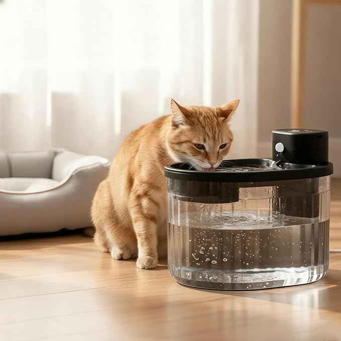 Wireless Cat Water Fountain with Motion Sensor, Automatic Cordless Quiet Pump Pet Fountain Battery Operated 102oz/3L Dog Water Bowl Dispenser with 3 Filters Black