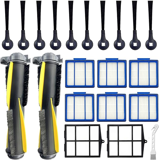 Accessories Kit for Shark IQ RV1001AE, Shark AV911S EZ, AV1010AE RV1000 RV1001 AV970 AV993 AV1002AE UR1000SR UR1005AE Robot Vacuum Cleaner,2 Main Brush,6 Filters,10 Side Brushes,2 Pre Filter - AquaVibe