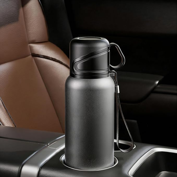 Double wall vacuum Leakproof stainless steel wide mouth insulated water bottle;tea tumbler with infuser,cup,lid;smart thermoses hot drinks;thermal flask ice coffee with led digital temperature display