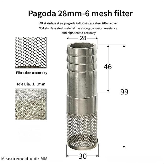304 Stainless Steel Water Pump Filter Hose End Strainer Barbed Inline Mesh Screen, Assorted Sizes for Pressure Washer Garden RV Prevents Debris Clogging,1pcs(28mm 3/4 Inch)