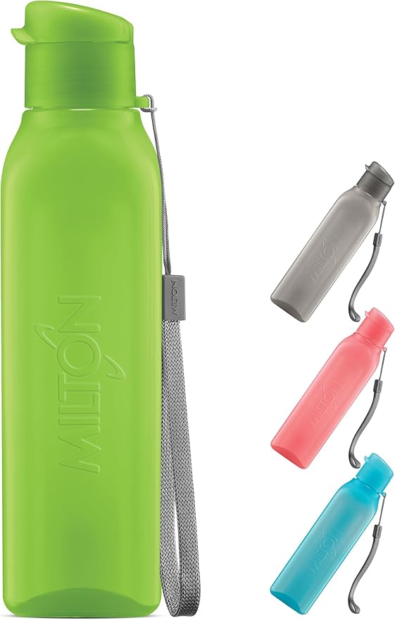 MILTON Travel Water Bottle – 1Pcs Reusable Sports Bottle with Easy Open Close Lid and Leakproof Neck – Food Grade Plastic Water Bottles for Adults and Kids, School, Gym