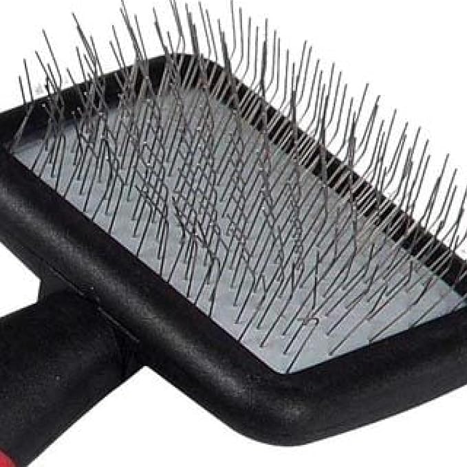 Ryan's Pet Supplies Paw Brothers Soft Pin Flat Slicker Brush for Dogs, Professional Grade, Stainless Steel Pins, Flexible Head, Comfort Grip, Mini, 4.75" x 2.25" x 1.5" - AquaVibe