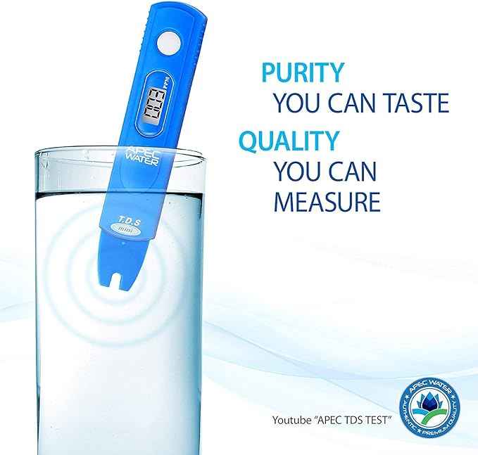 APEC TDS Meter Digital Water Quality TDS Test Kit Meter with Carrying Case, 0 to 1999 ppm Measurement Range, 1 ppm Resolution, +/- 2% Readout Accuracy