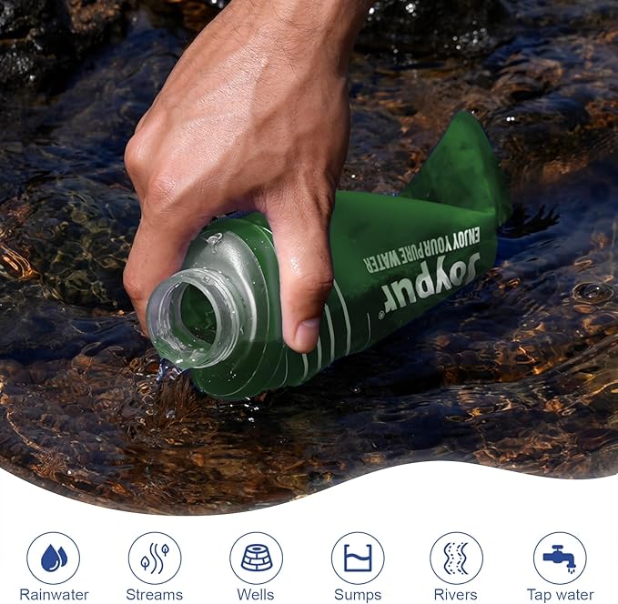 Collapsible Squeeze Water Filter Bottle-650ml with Filter with NSF/FDA Certification Befree or Peak Series Replacement for Hiking,Running,Camping,Travel,Cycling,Fishing,BPA-Free(Green)