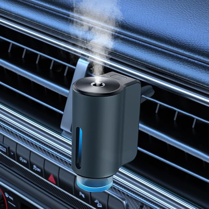Smart Car Air Fresheners Diffuser with 4pcs Essential Oils, Automotive Scent Dispenser Rechargeable Aromatherapy Diffuser Vent Clip for Cars, 3 Adjustable Modes (Aromatherapy Oil 3PCS)