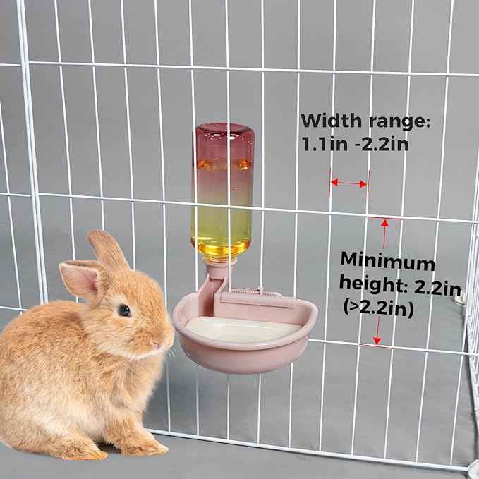 VANNON 16oz Pet Water Bottle, Gravity Dog Water Bowl Dispenser for Cage, Anti-Overflow Water Dispenser for Small Dogs, Cats, Rabbits and Other Small Animals, BPA Free, Gradient Pink