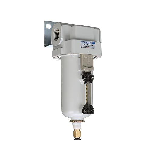 PneumaticPlus SAFM400-N04BD-MEP Compressed Air Coalescing Filter, 0.1 Micron, 1/2" NPT - Metal Bowl, Auto Drain, Bracket - AquaVibe