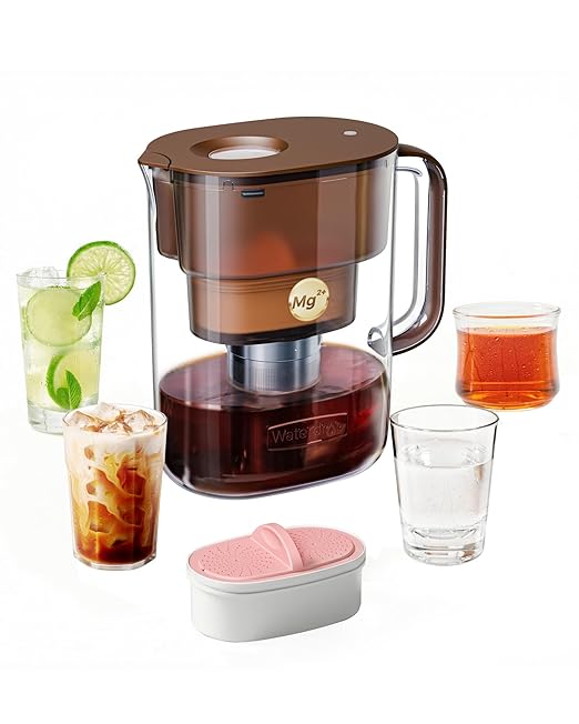 Waterdrop Cold Brew Coffee Maker with 1 Magnesium Water Filter, Well-Balanced Acidity, Unlocks Flavor and Aroma, BPA-Free, Precision Fine Mesh Filter for Iced Coffee, Tea, Lemonade, Brown
