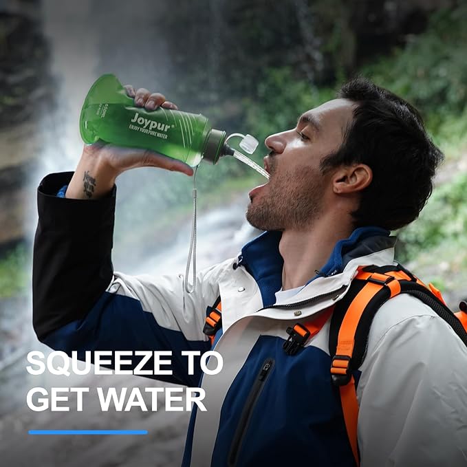 Collapsible Squeeze Water Filter Bottle-650ml with Filter with NSF/FDA Certification Befree or Peak Series Replacement for Hiking,Running,Camping,Travel,Cycling,Fishing,BPA-Free(Green)