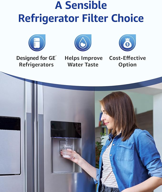 Overbest XWF Refrigerator Water Filter, Replacement for GE® WR17X30702, NSF 42/372 Certified, Compatible with GE® GNE27, GFE26, GDE25, GSS25, PSE25 Series Refrigerators, 3-Pack (No-chip)