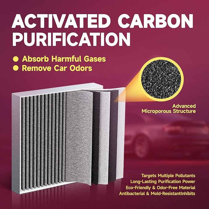 Cabin Air Filter with Activated Carbon, Replacement for CF11819, Hyundai Azera, Santa Fe, Sonata, Chevrolet Captiva Sport, Equinox, GMC Terrain, Kia Cadenza, Optima, Sedona, Saturn Vue