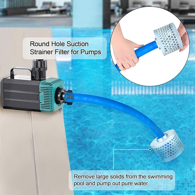 Round Hole Suction Strainer Filter for Pumps, Carbon Plated Steel Basket Water Suction Filter, with NPT Female Thread, Reduces Solids Entering Pump (2 inch)