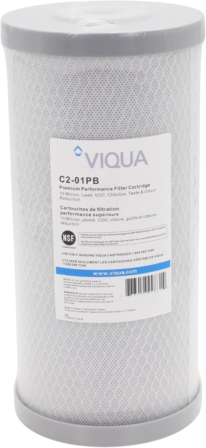 Viqua C2-01PB Carbon Block Water Filter with Lead Reduction - 10 Micron Cartridge Reduces Lead, Chlorine, Taste, Odor, Replacement Filter for AWP40B-V, AWP40C-V, AWP50B-V, FB1-1.5PF, 4.5 x 10-Inches
