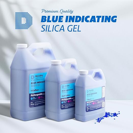 Dry & Dry [60 LBS] Blue Indicating Silica Gel Beads(Industry Standard 3-5 mm) - Reusable Desiccant Beads Silica Beads(Blue to Pink) Silica Gel Bulk