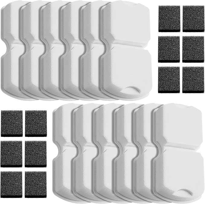 Cat Water Fountain Filter: 24 Cat Fountain Filter Replacement - 12 Carbon Filters & 12 Foam Filters - Suitable for IHOUONE Stainless Steel pet Fountains - AquaVibe