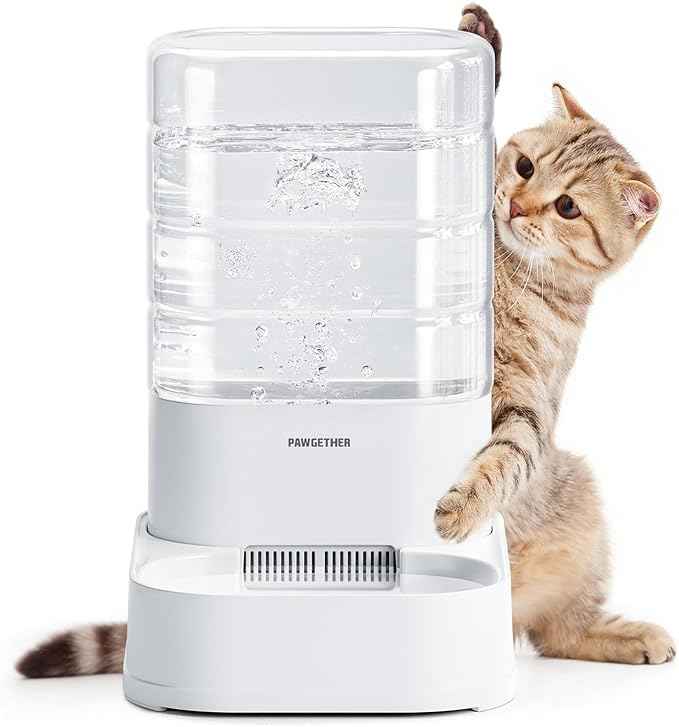 PAWGETHER® Gravity Automatic Pet Water Dispenser with 1 Filter for Cats and Small Dogs 1 Gallon/3.5L Auto Cat Waterer Dog Water Dispenser, Easy to Fill